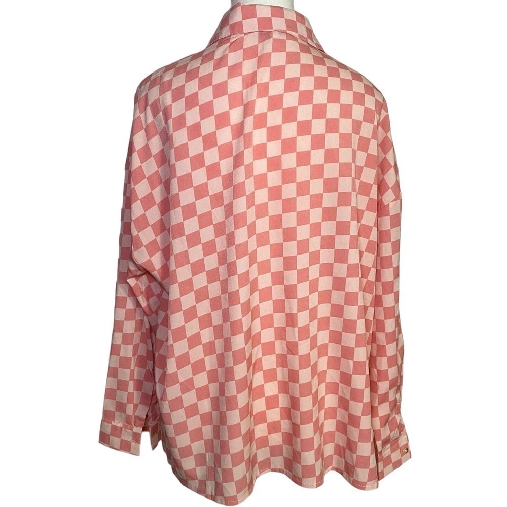 Pretty Garbage Pink Checkered Print Long Sleeve Button Down Shirt - Picture 2 of 10